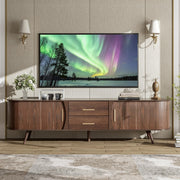 70" Fluted TV Stand with Sliding Tambour Doors - Walnut