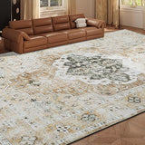 10x14 Vintage Area Rug - Large Boho Carpet with Non-Slip Backing