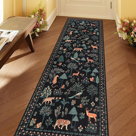 Jungle Animal 8x10 Rugs for Living Room, Green Soft Bedroom Rug 8x10 Under Bed