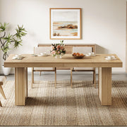 63-Inch Farmhouse Dining Table for 6 with Fluted Line Design