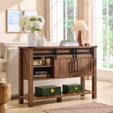 Farmhouse Entryway Table with Sliding Arch Doors, 46" Rustic Console Table
