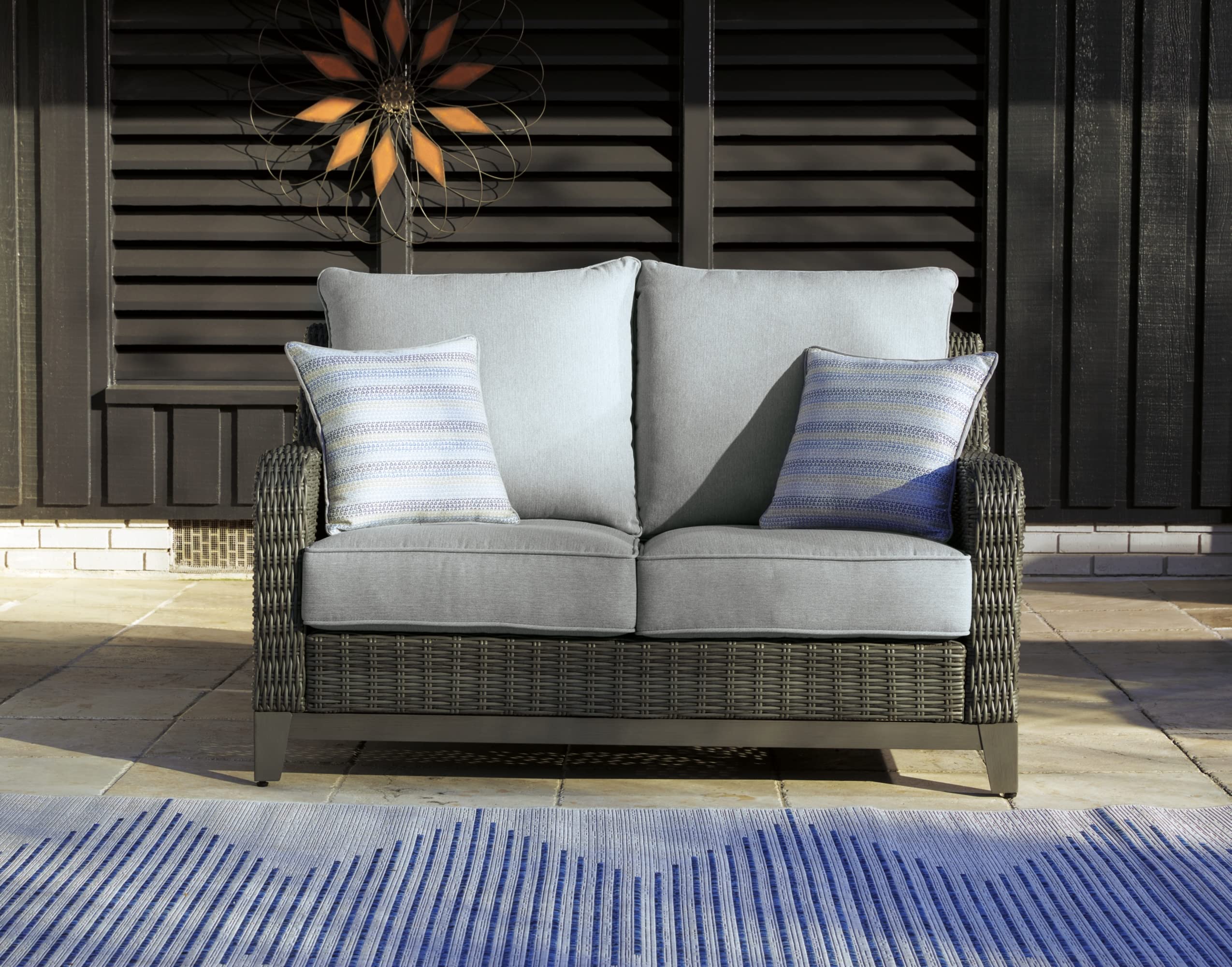 Outdoor Elite Park Patio Wicker Loveseat with Cushion, Gray