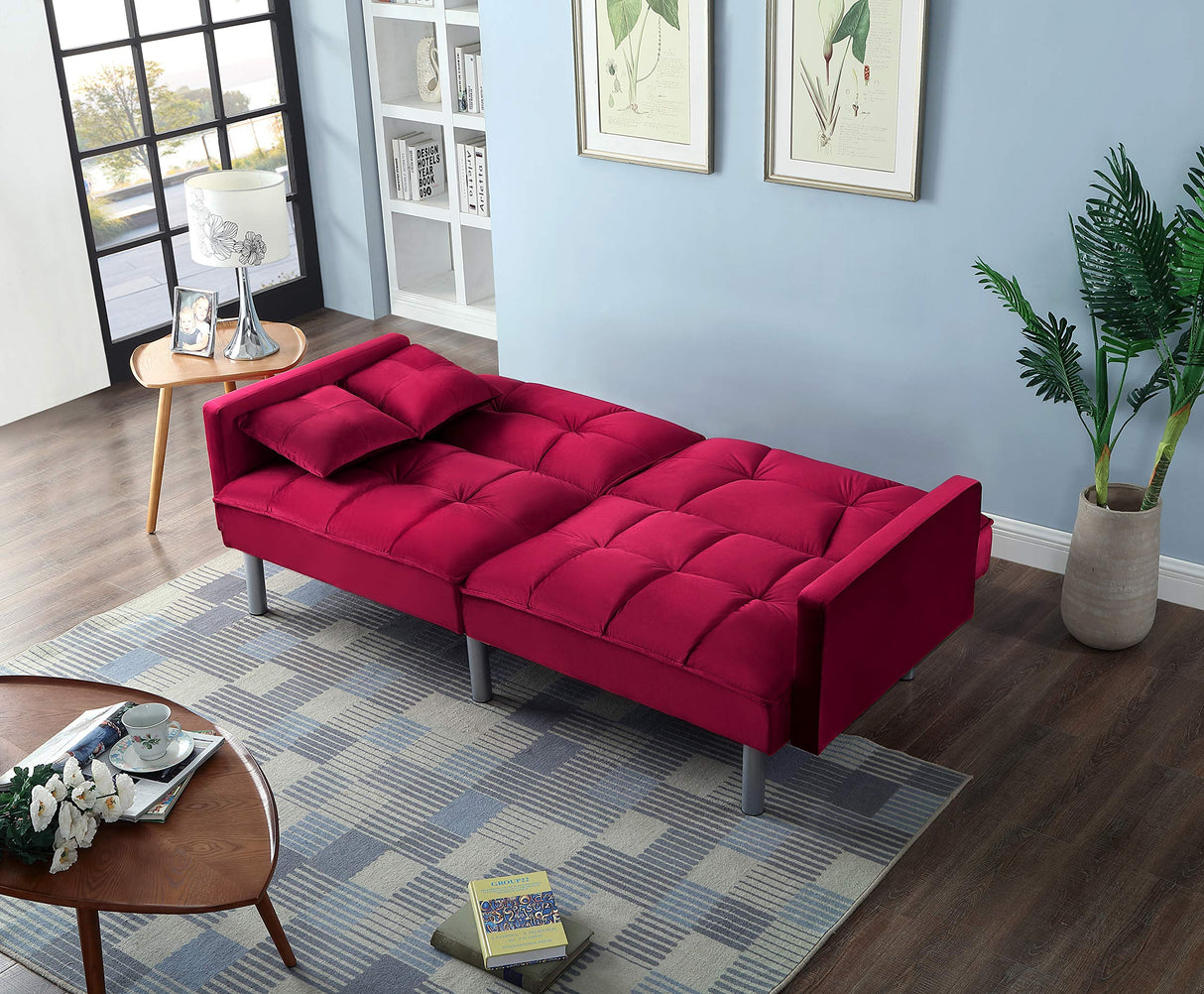 Velvet Loveseat Futon Convertible Sofa Bed for Living Room and Couch