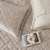 Champagne Korean Velvet Quilt Set California King XL Size (112x104 in)