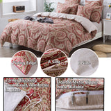 Paisley Duvet Cover Set Queen Red and Beige Reversible Paisley Floral Bedding 100%