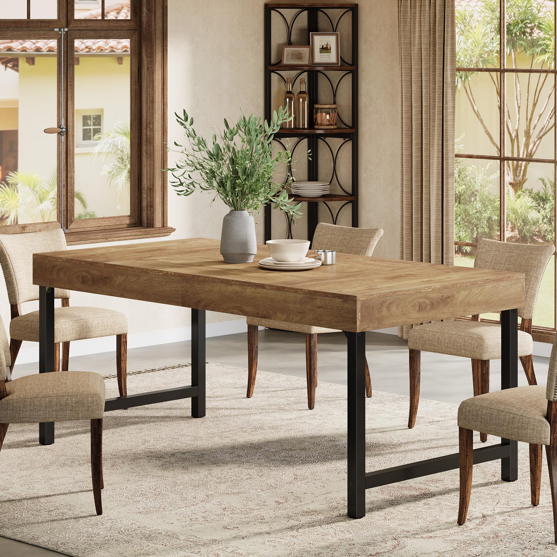 55-Inch Farmhouse Dining Table for 4-6 People