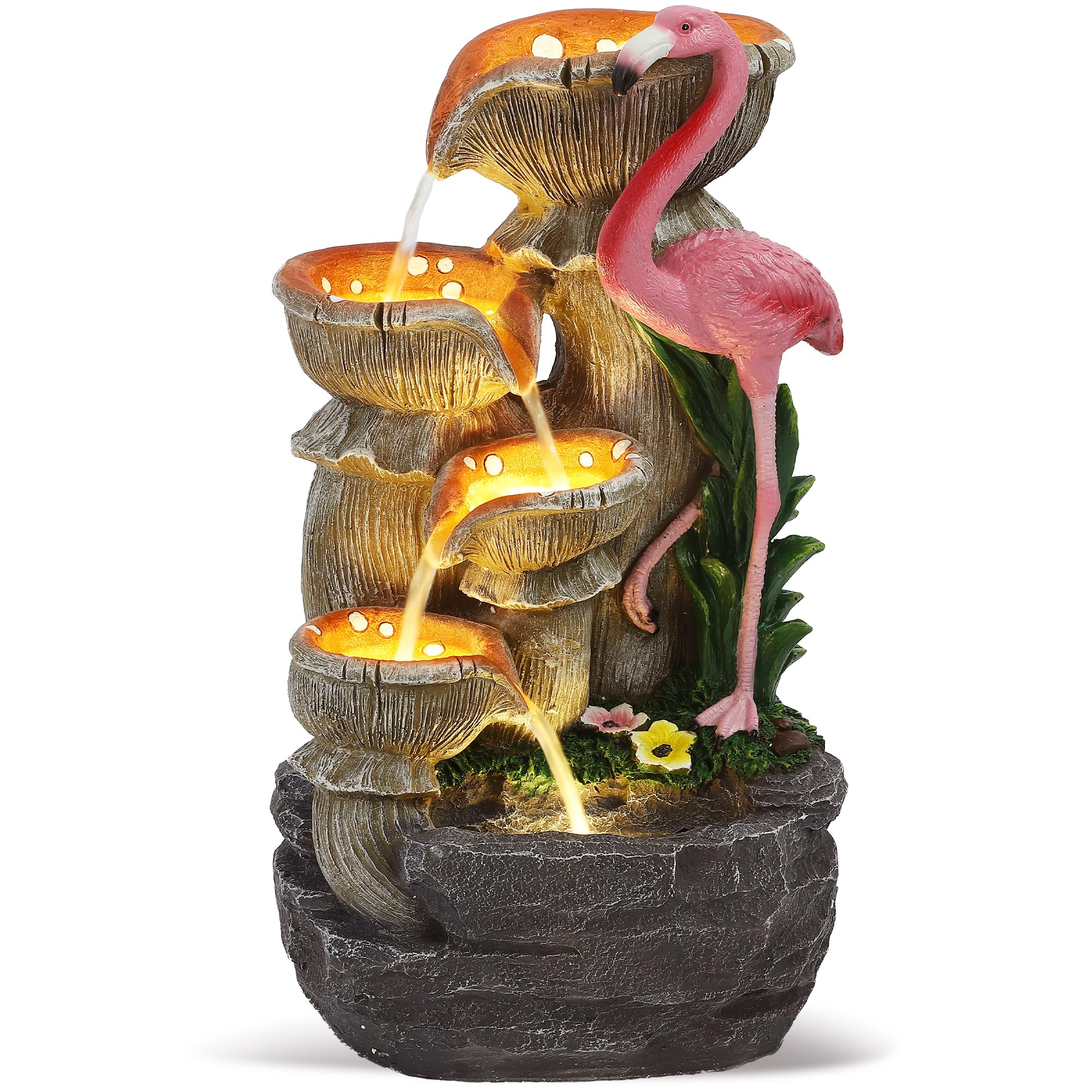 5 Tier Garden Water Fountain Outdoor 25" H Waterfalls with 5 LED Lights and Pump Indoor/Outdoor