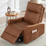 Leather Recliner Chair, Swivel Rocking Chair Reclining Chair with Lumbar Support, Ergonomic Lazy Boy Recliner Sofa Chair for Adults, Manual Glider Chair for Living Room, RV, Brown