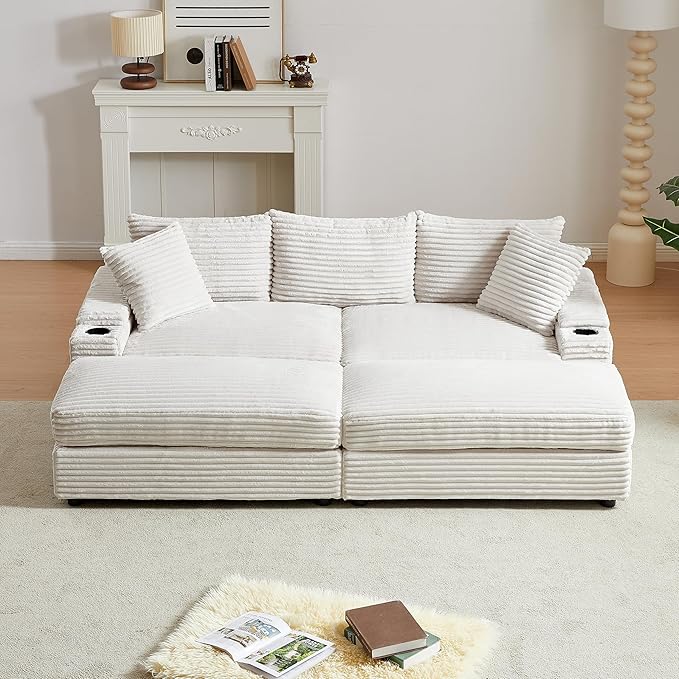 U-Shaped Oversized Corduroy Modular Sectional Sofa Couch