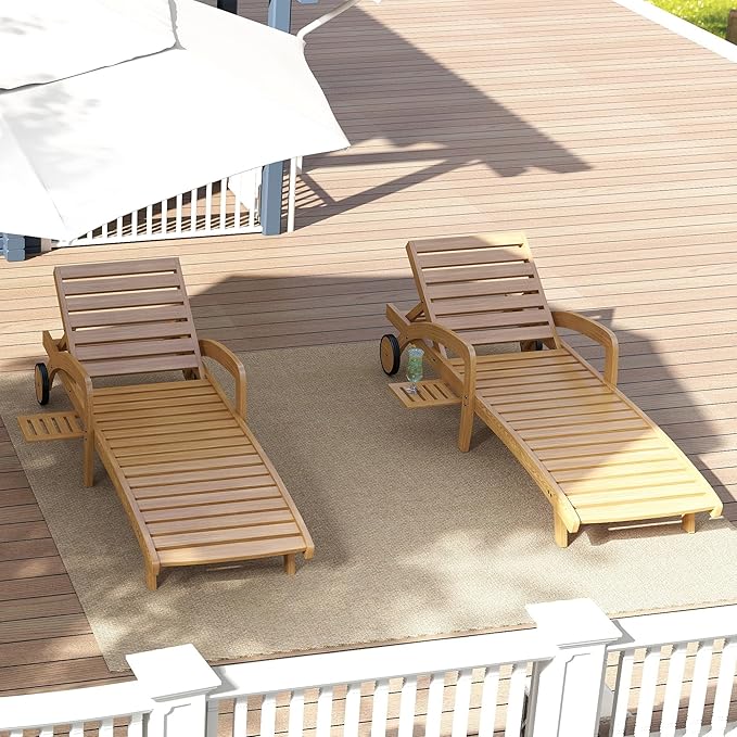 Patio Chaise Lounge Chairs Set of 2, 5-Position Adjustable Outdoor Lounge Chair