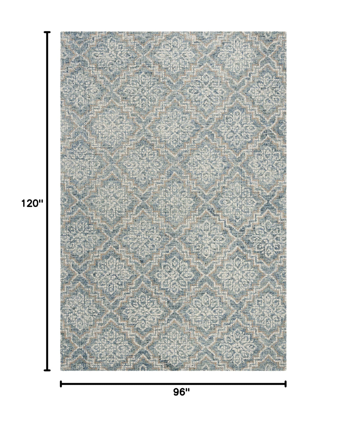 8x10 Abstract Area Rug - Handmade Wool in Blue & Grey