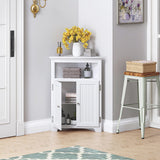 Bathroom Corner Storage Cabinet, Small Floor Corner Cabinet with Doors and Adjustable Shelves,