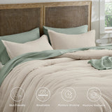 Waffle Comforter Set King, Beige Soft Cotton Bedding, Waffle Weave Bed Set
