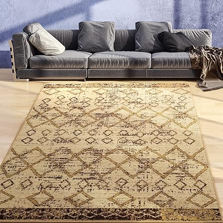 Alfombras Non-Skid (Non-Slip) 8x10 Rubber Back Bohemian Distressed