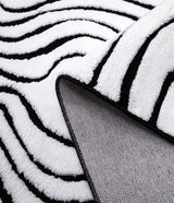 Modern Washable Area Rug 6x9 - Black & White Geometric Pattern