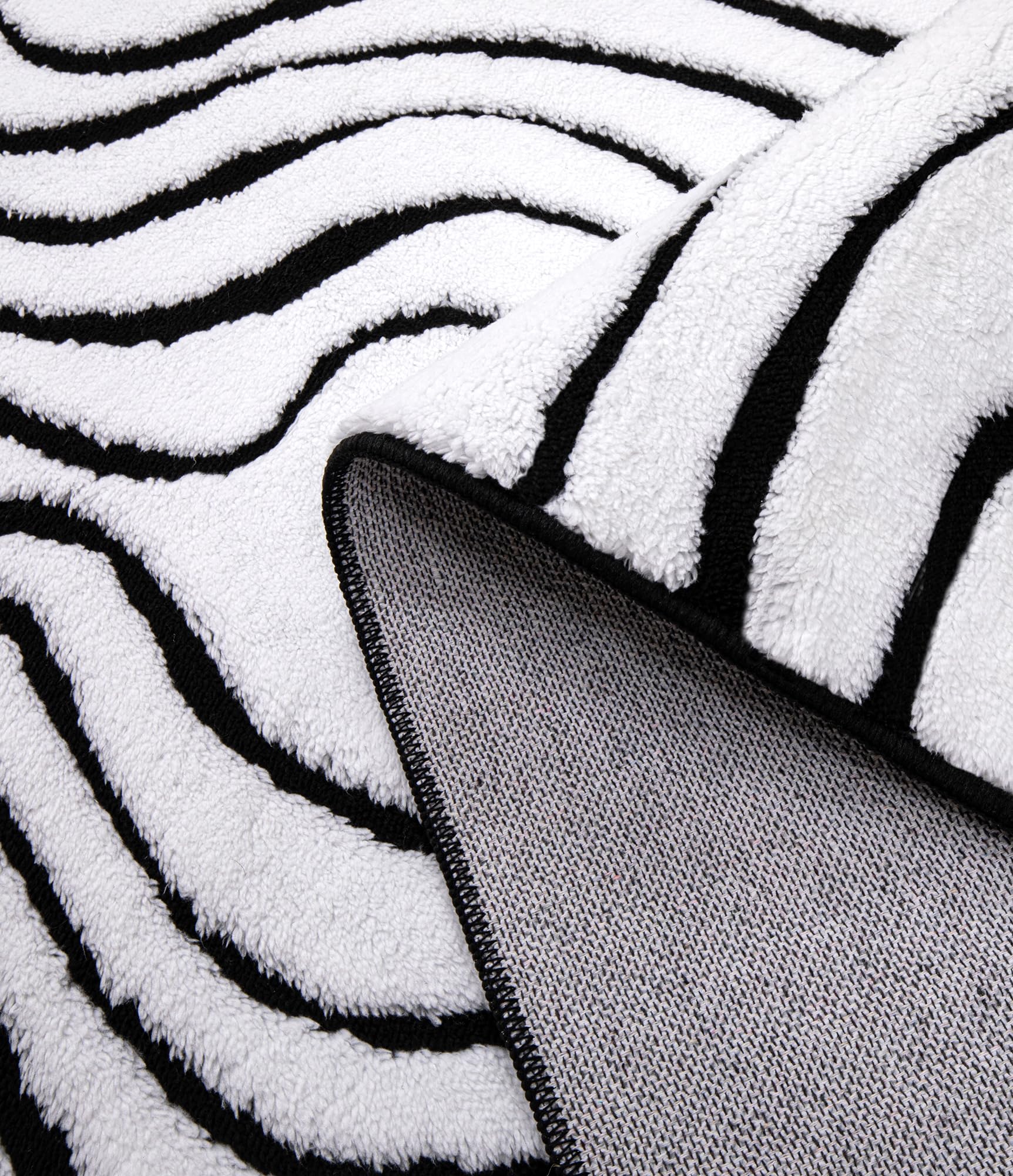 YIHOUSE Modern Rugs for Living Room 6x9, Washable Black and White Bedroom Rug, Fluffy Geometric Dining Room Rugs for Under Table Home Decor