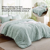 Boho Tufted Comforter Set King - Sage Green Cationic Dyeing Bedding Comforter Set