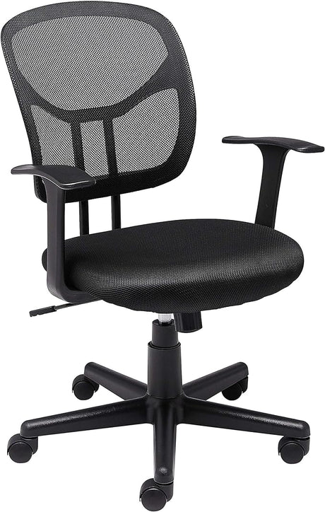 Mesh Mid-Back Adjustable-Height 360-Degree Swivel Office Desk Chair with Armrests