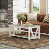 Coffee Table, 43" Living Room Coffee Table with Storage Shelf, Center Table