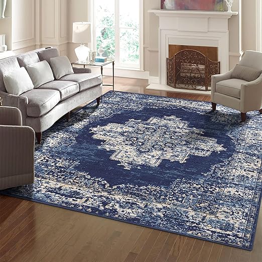 6x9 Area Rugs, Stain Resistant Washable Rug for Living Room, Vintage Inspired Rug