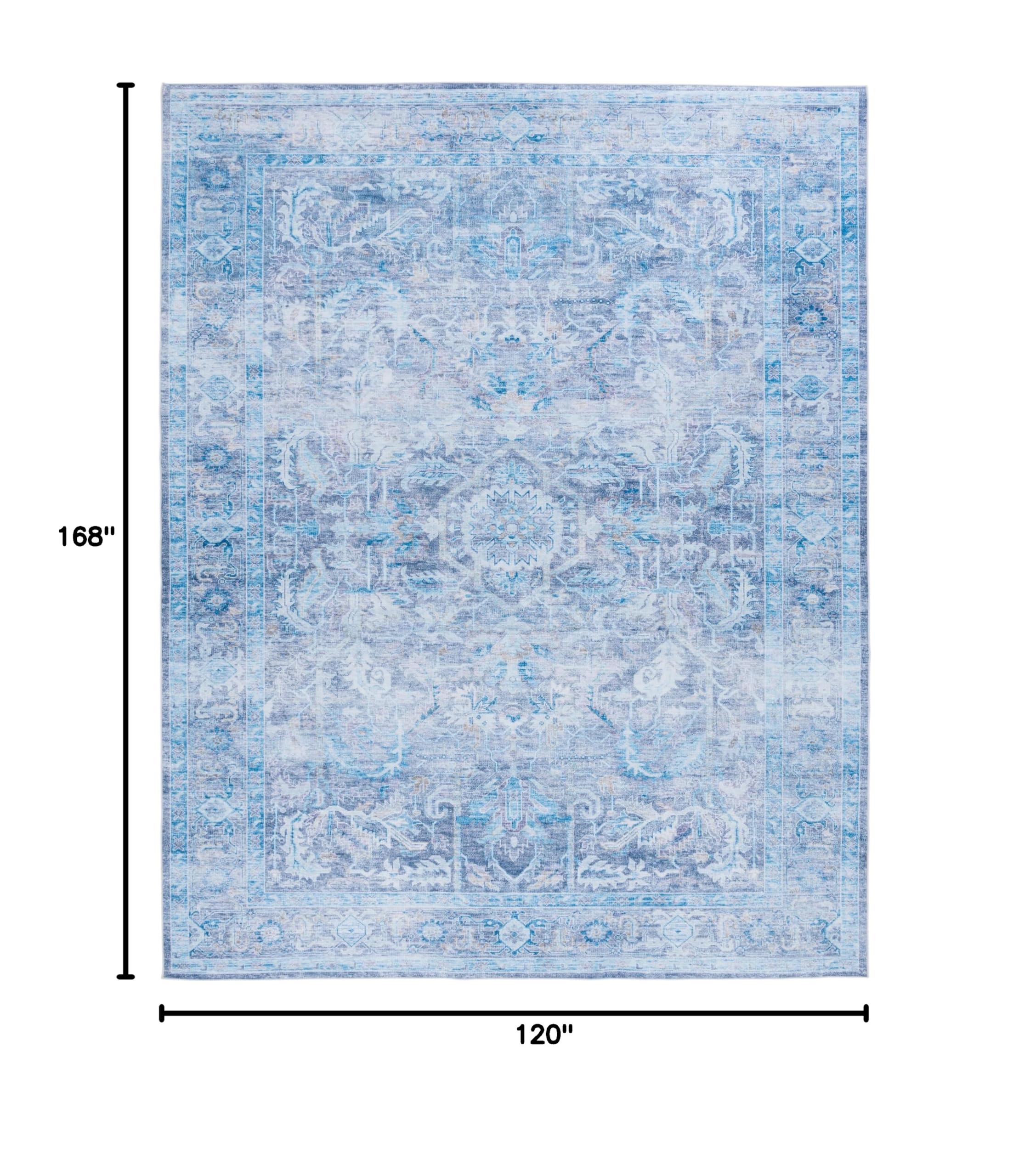 SAFAVIEH Washable Rug Tucson Collection - 10' x 14', Purple & Blue, Slip Resistant & Easy to Clean, Ideal for Living Room, Bedroom, Dining Space (TSN185V)