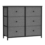 Dresser for Bedroom, Chest of Drawers, 6 Drawer Dresser, Closet Fabric Dresser with Metal Frame, Gray and Black w