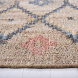 SAFAVIEH Kilim Collection 7' Square Natural/Blue KLM753A Handmade Moroccan Boho Jute & Cotton Area Rug