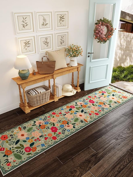 Living Room Rug 6x9 Rug Machine Washable Boho Area Rug Non Slip Floral Vintage