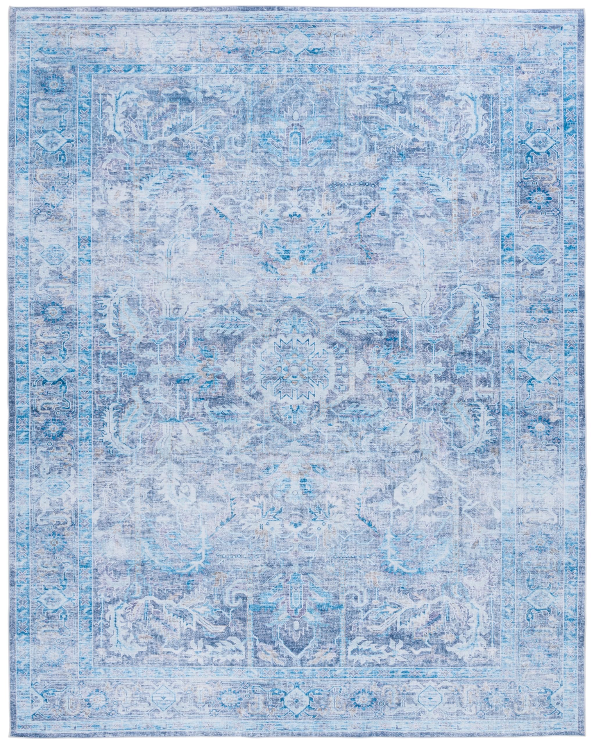 SAFAVIEH Washable Rug Tucson Collection - 10' x 14', Purple & Blue, Slip Resistant & Easy to Clean, Ideal for Living Room, Bedroom, Dining Space (TSN185V)