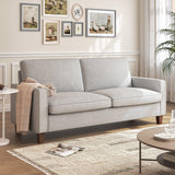 70" Grey Loveseat Sofa, 2 Seater Modern Couch, Linen Fabric Couch