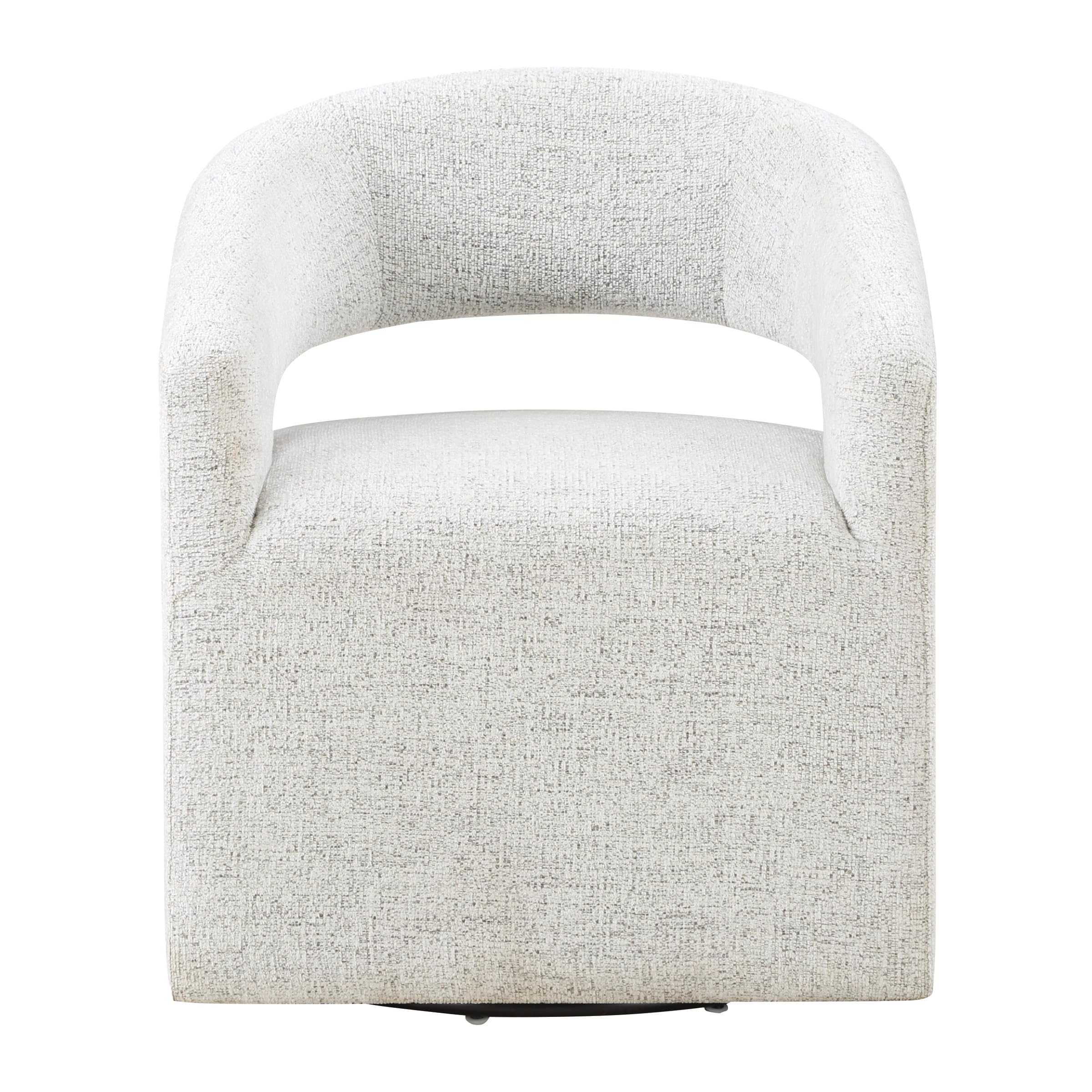 Devin Modern Upholstered Swivel Accent Barrel Chair, White