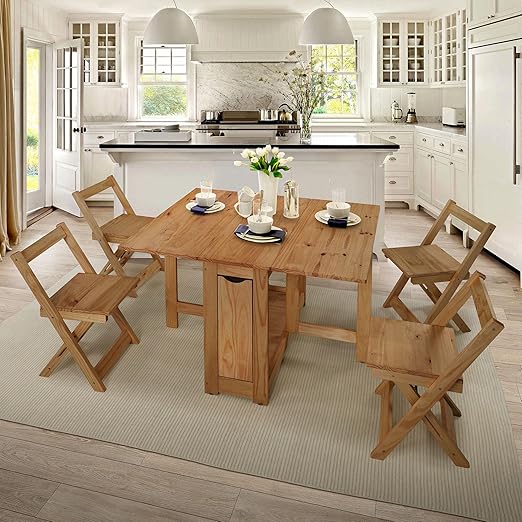 Santos Butterfly Dining Set - 5 Piece Folding Table with 4 Nesting Chairs