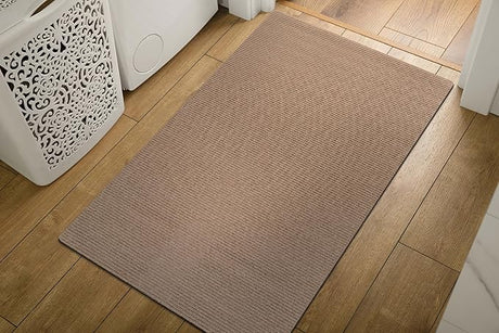 Non Slip Beige Solid Rubber Back Rug for Living Room 8x10 Area Rugs for Kitchen,