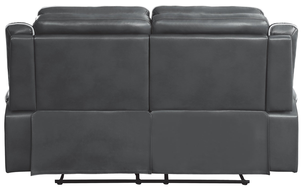 65" Leather Gel Double Reclining Loveseat, Dark Gray