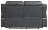 65" Leather Gel Double Reclining Loveseat, Dark Gray