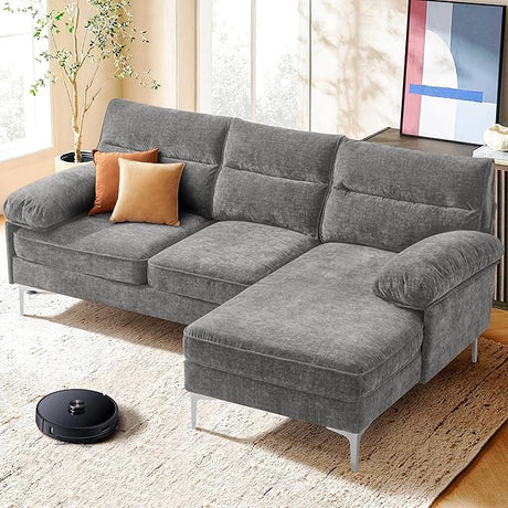 Sofa 70 Inch Loveseat with USB/Type-C Charging Port & Side Pocket, Comfy Modern 2-Seats Sofa for Living Room & Bedroom, Removable Medium Firm Sofa Cushion, Breathable Chenille Fabric, Grey