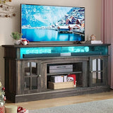 LED Farmhouse TV Stand for TV up to 65" w/Outlets,