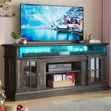 LED Farmhouse TV Stand for TV up to 65" w/Outlets,