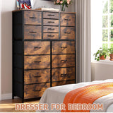 Dresser for Bedroom with 16 Drawers, Tall Dressers for Bedroom with Wood Top