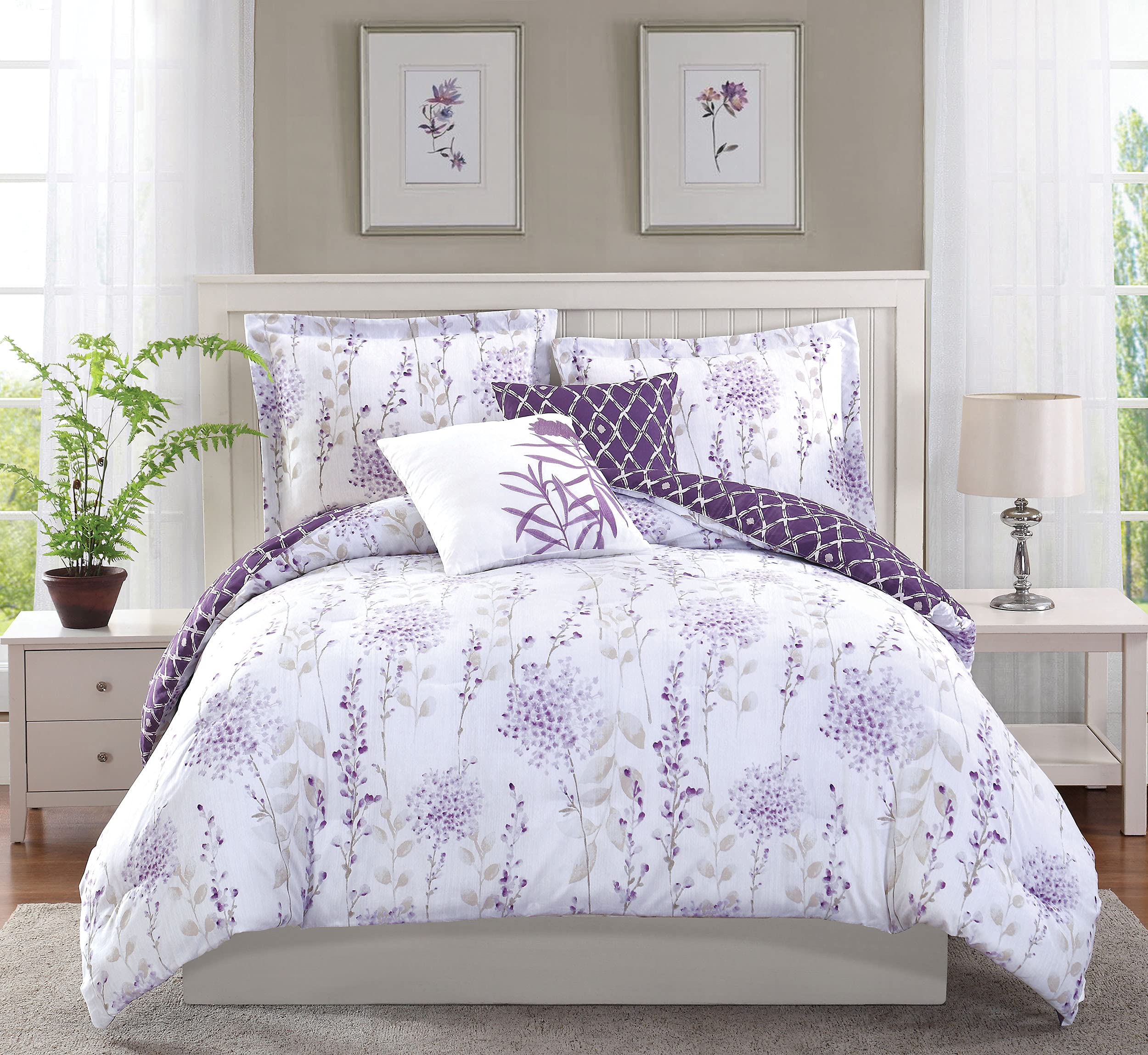 Fresh Meadow Twin Comforter Set - 4 Piece Reversible Bedding with Shams