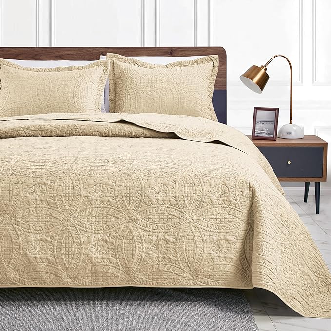 cabin King Size Quilt Set Blue Bedspreads - Soft Bed Summer Quilt Lightweight Microfiber