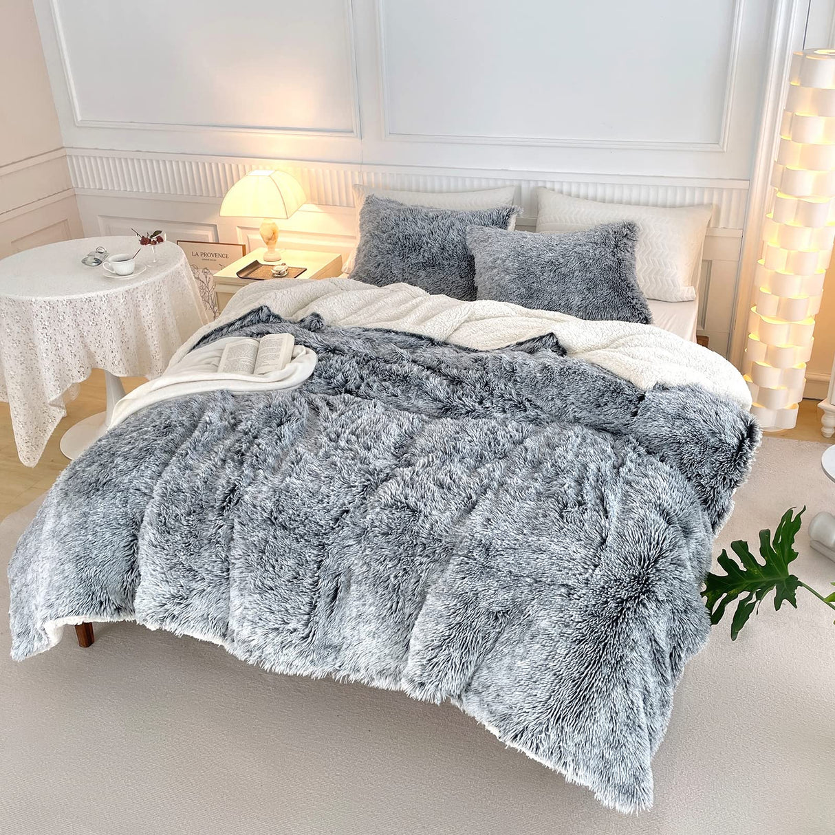 Comforter Set Twin Size 2 Pieces Winter Faux Fur Comforter Set with 1 Pillowcases Ultra Soft