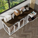 71" Double Dog Crate with Storage - Furniture Style Wooden Kennel