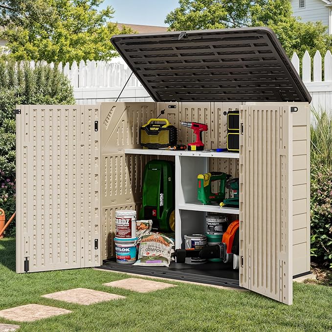Outdoor Storage Shed w/o Shelf, 30 cu ft Horizontal Storage Shed Outdoor