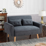 47" Small Modern Loveseat Couch Sofa, Fabric Upholstered 2-Seat Sofa