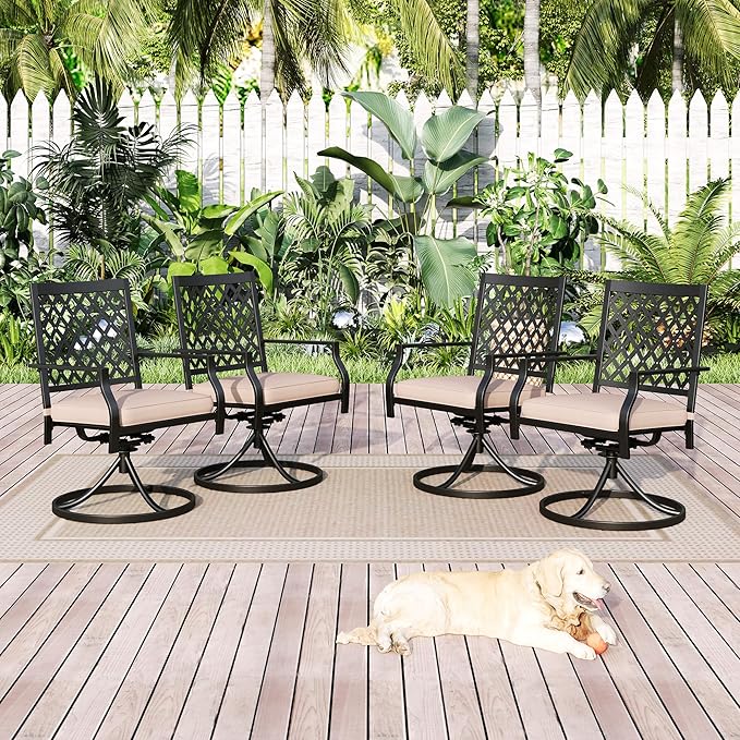 Patio Dining Chairs Set of 6, Outdoor Metal Armchairs, Outdoor Dining Chairs
