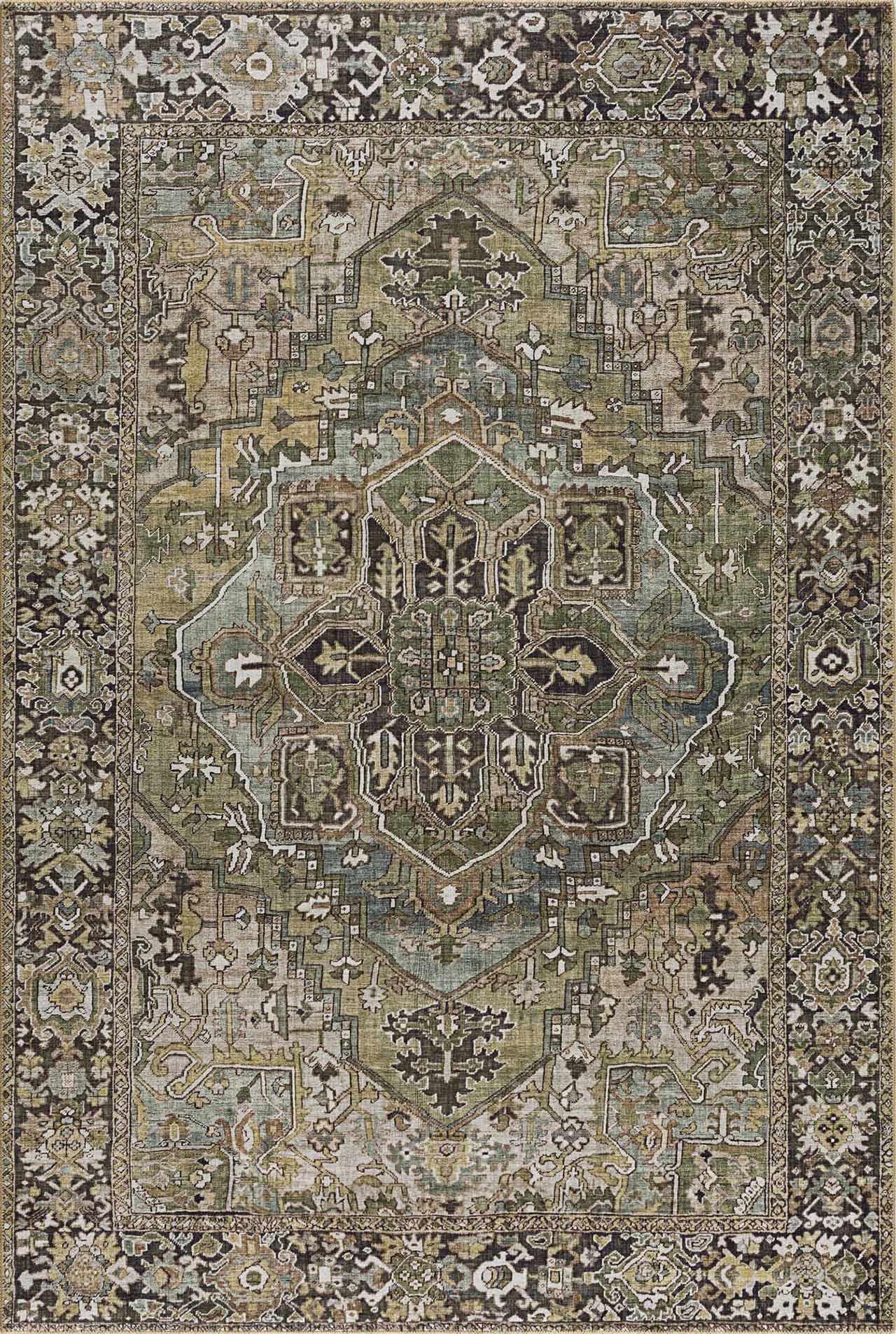 BoutiqueRugs Matangad Traditional Medallion Area Rug - Performance and High Traffic Carpet for Living Room, Dining Room, Bedroom - Green, Olive, Sage, Brown - 10' x 14'