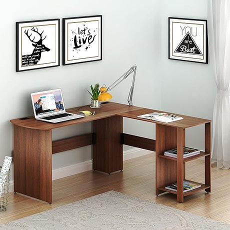 L-Shaped Home Office Wood Corner Desk, White