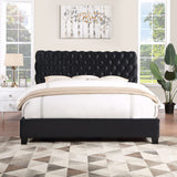 Apoera Velvet Upholstered Button Tufted Bed