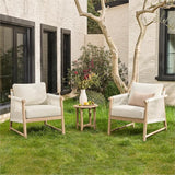 3 Pieces Boho Patio Rattan Bistro Set, Outdoor Wicker Chairs & Side Table Set